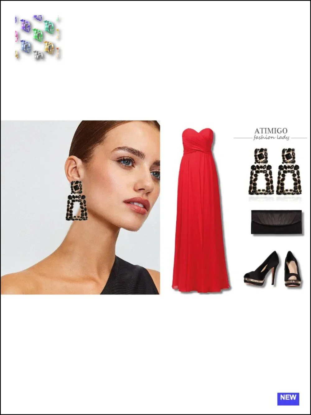 Rhinestone Rectangle Dangle Statement Earrings Crystal Geometric Drop